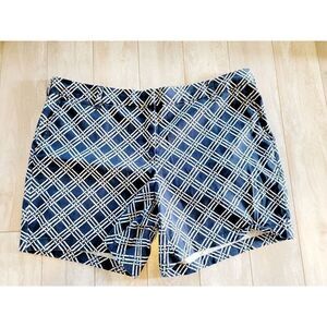 Lands' End 20W Blue White Shorts Women's Beach Preppy‎ Pockets Stretch